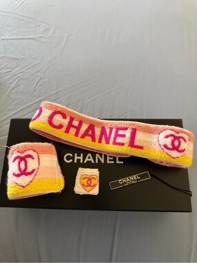 Y2K Authentic CHANEL Multi-color COCO CHANEL Headband+wristband+ring Set vintage